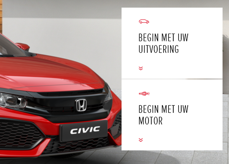 Nieuw : stel uw nieuwe Civic volledig zelf samen!!